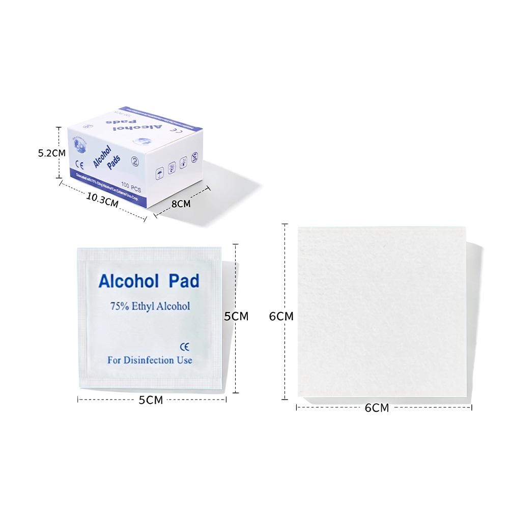 100 Ped/Kutu Büyük 75% 6x6cm CE Sertifikalı Tıbbi Sınıf Bireysel Sarılmış Antiseptik Alkol Hazırlık Pedleri