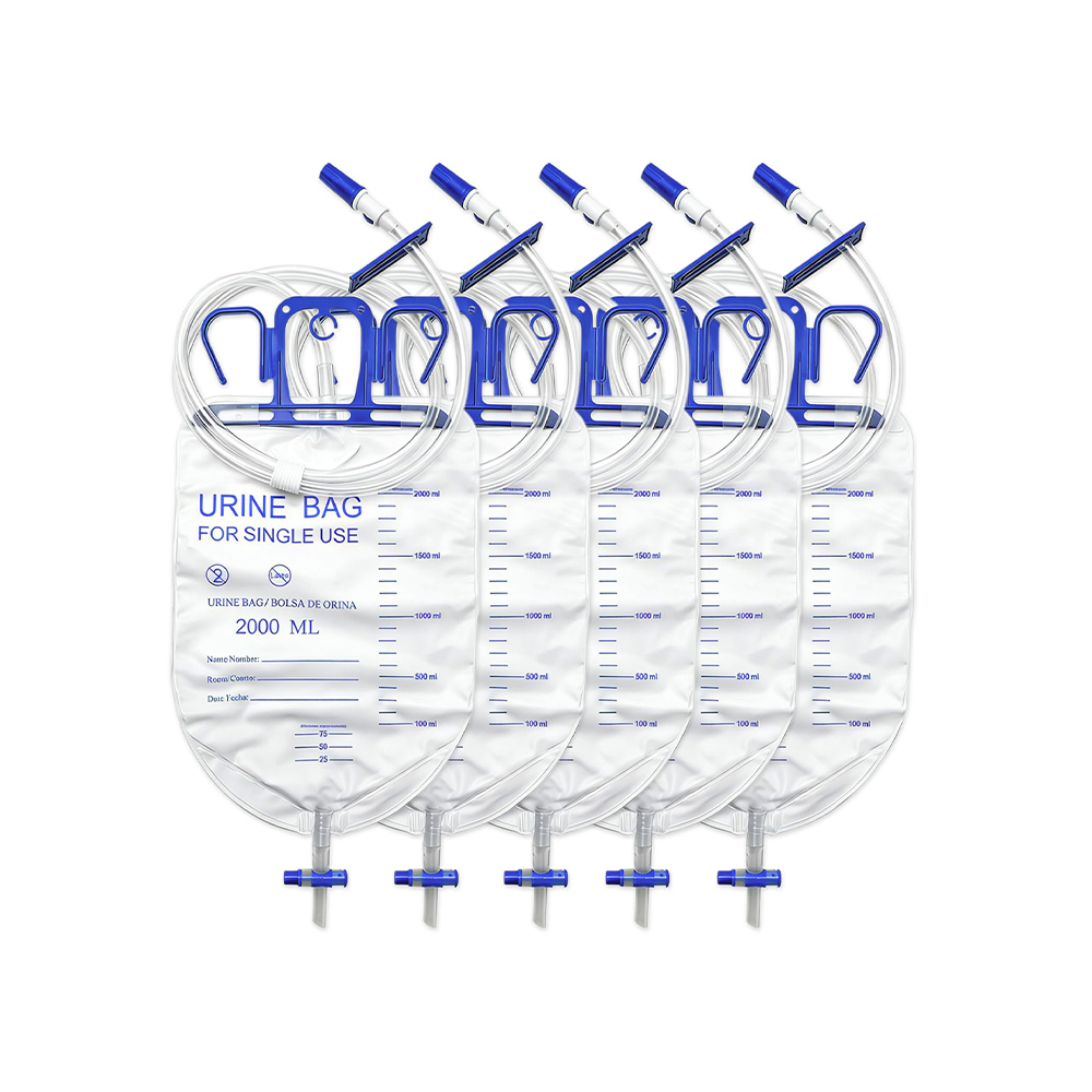 Lüks 2000ml Anti-Reflü Seçeneği Latekssiz İdrar Drenaj Torbası, 10mm Ekstra Geniş Borulu