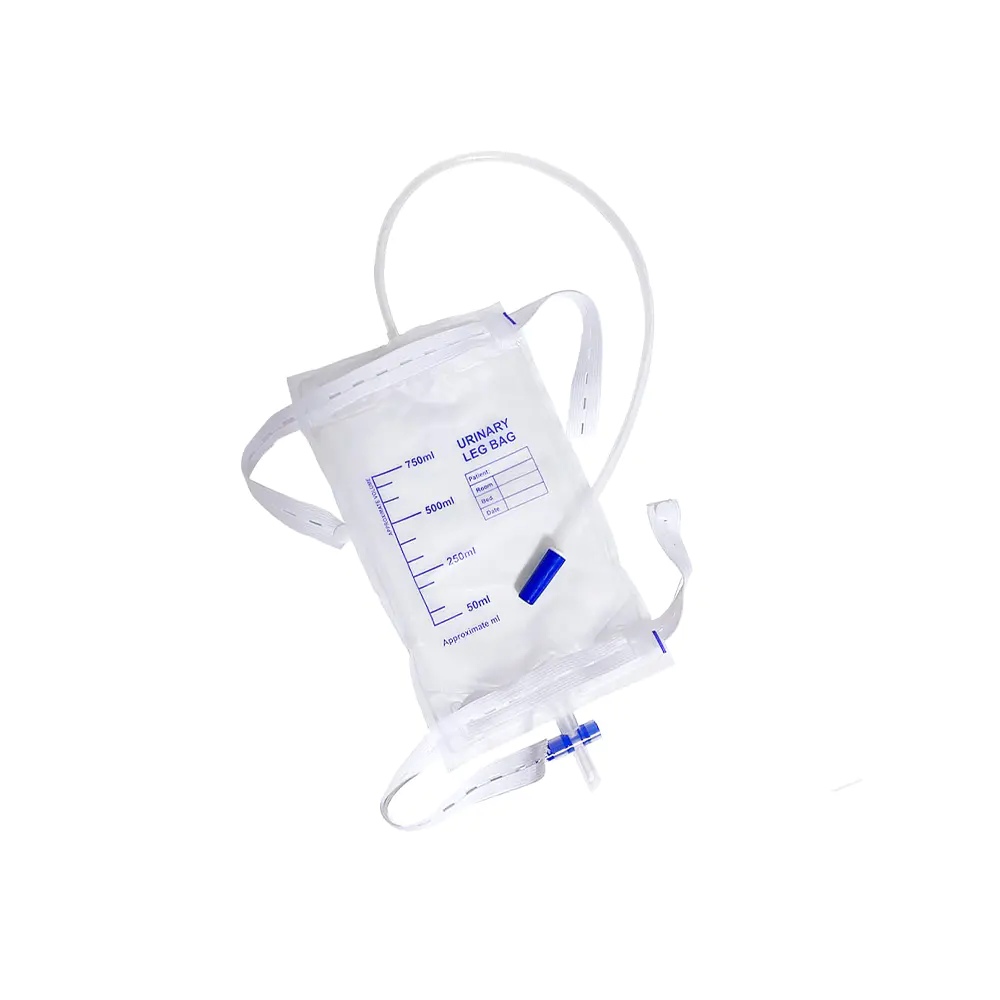 750 ml İdrar Lateks İçermeyen Tıbbi PVC Ergonomik Konfor Fit Bacak Çantası, Anti-Reflü Valfli